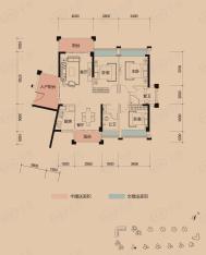 新祺园05户型117㎡三房两厅两卫户型图
