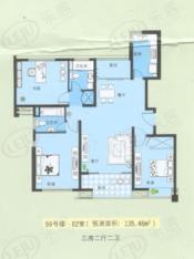 佳龙花园一期房型: 三房;  面积段: 120 －135.46 平方米;户型图