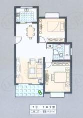 建设新苑房型: 二房;  面积段: 91.43 －94.23 平方米;户型图