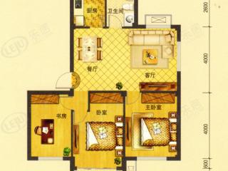 峰景湾一期多层住宅D户型 三室二厅一卫户型图