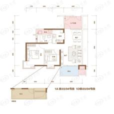 世纪新城A栋1D栋03、04号房B户型2室2厅1卫户型图