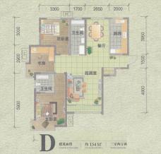 学仕府花园3室2厅2卫户型图