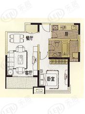文荟峰景房型: 一房;  面积段: 60 －70 平方米;户型图