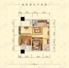 宜宾天悦府D2两室两厅一卫户型图