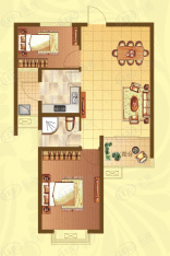 天润城2室2厅1卫户型图