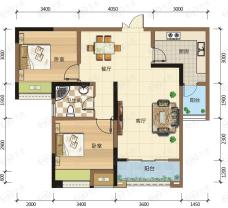 金融街金悦城2室2厅1卫户型图