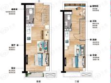 V-city万荟珑寓2室2厅2卫户型图