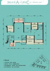 仁恒峦山美地3栋A座A户型B座C户型户型图