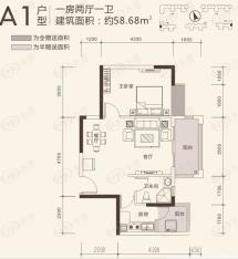 映日兰庭1室2厅1卫户型图