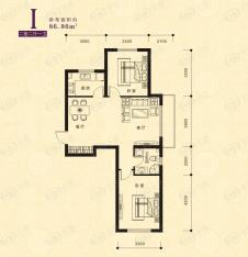儒林庭枫高层I户型 两室两厅一卫户型图