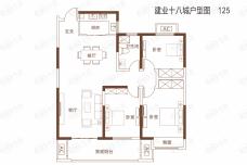 周口建业十八城3室2厅1卫户型图