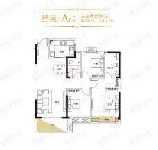 宏维半岛3室2厅2卫户型图