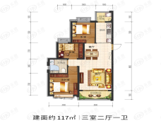 淄博恒大御澜庭3室2厅1卫户型图