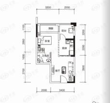 天昌东盟中央城2室2厅1卫户型图