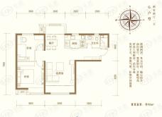 天恒龙泽府2室2厅1卫户型图