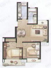 和源名邸房型: 二房;  面积段: 80 －90 平方米;
户型图