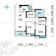 保利西雅图3室2厅2卫户型图