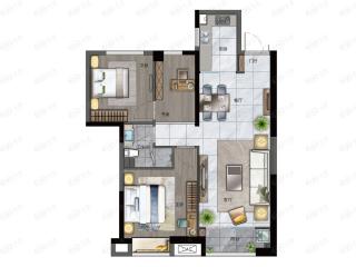 福晟钱隆双玺85平户型户型图