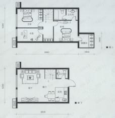 罗马假日房型: 复式;  面积段: 57 －60 平方米;户型图