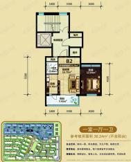 盛恒基盛世家园1室1厅1卫户型图