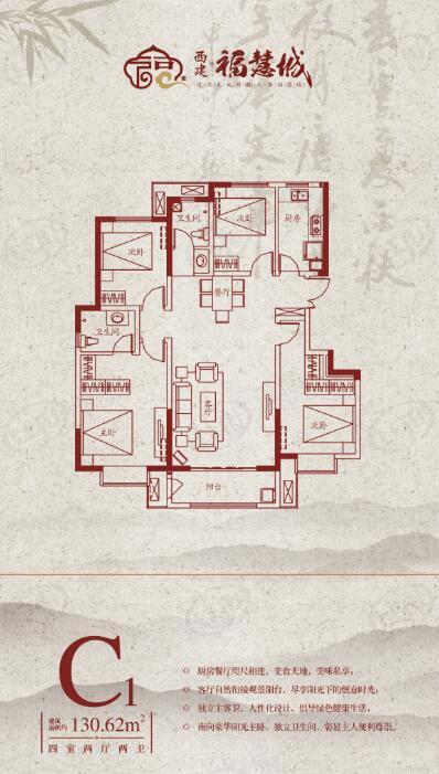 西建·福慧城三居室户型公布 均价约6300元/㎡