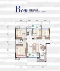 润丰国际4室2厅2卫户型图