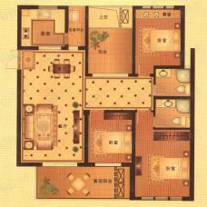 现代府邸A2 偶数层 3室2厅2卫1厨户型图