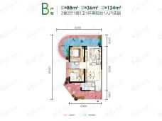 清凤滇池美岸国际社区2室2厅1卫户型图