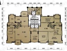 汇景新城龙熹山四错层超级叠加C座0102单位双数层户型图