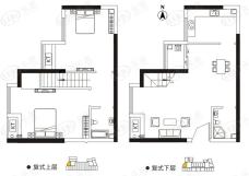 联美品格2室2厅2卫户型图