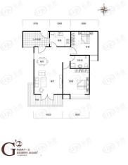 米兰东湖湾2室2厅1卫户型图