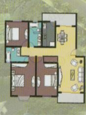 兴日家园房型: 三房;  面积段: 126 －141 平方米;户型图