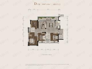 交投电建洺悦珑庭D户型户型图