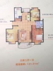 东源名城28# 3室2厅1卫 面积121.51平米户型图