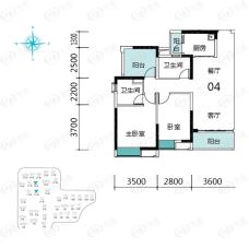 保利西雅图3室2厅2卫户型图