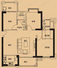天峰124㎡三房两厅两卫户型图