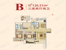 汉中新城吾悦广场3室2厅2卫户型图