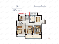 蓝城桃李春风高层B户型户型图