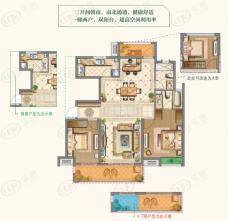 中海运河丹堤YA-b户型105-112平米2+1房2厅2卫户型图