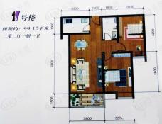 江林公园里江林新城1号楼户型面积约99.15平米两室两厅一厨一卫户型图户型图