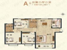 东方悦府3室2厅2卫户型图