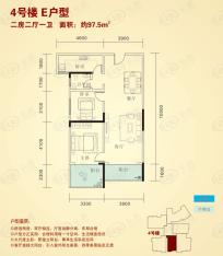 资江明珠4号楼E户型户型图