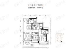 中粮珑湾祥云3室2厅1卫户型图