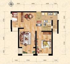 仁恒河滨花园2室2厅1卫户型图
