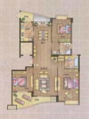 名仕家园房型: 三房;  面积段: 158 －162 平方米;
户型图