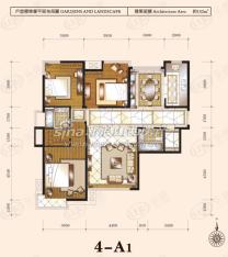 北美金棕榈4-A1户型 三室两厅两卫户型图