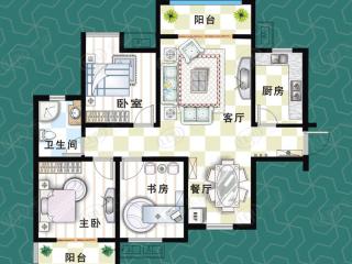 黄冈恒大滨江左岸1号楼 D-1A 3室2厅1卫 118户型图