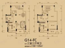 山水湾G14-FC复式三室三厅两卫户型图