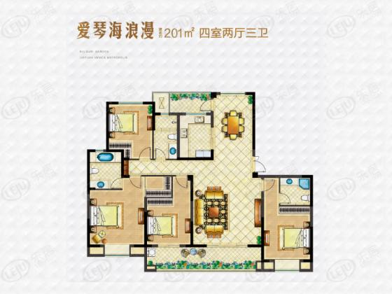 佳源威尼斯城宝格丽花园4室2厅3卫户型图 泰兴乐居