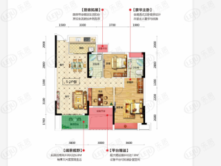 益阳铂金汉宫5栋2号户型户型图